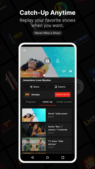 FreeTV app — catch-up and replay screen