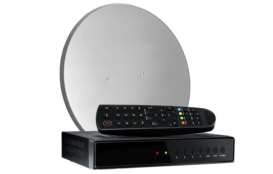 FTA decoder, satellite dish and remote control