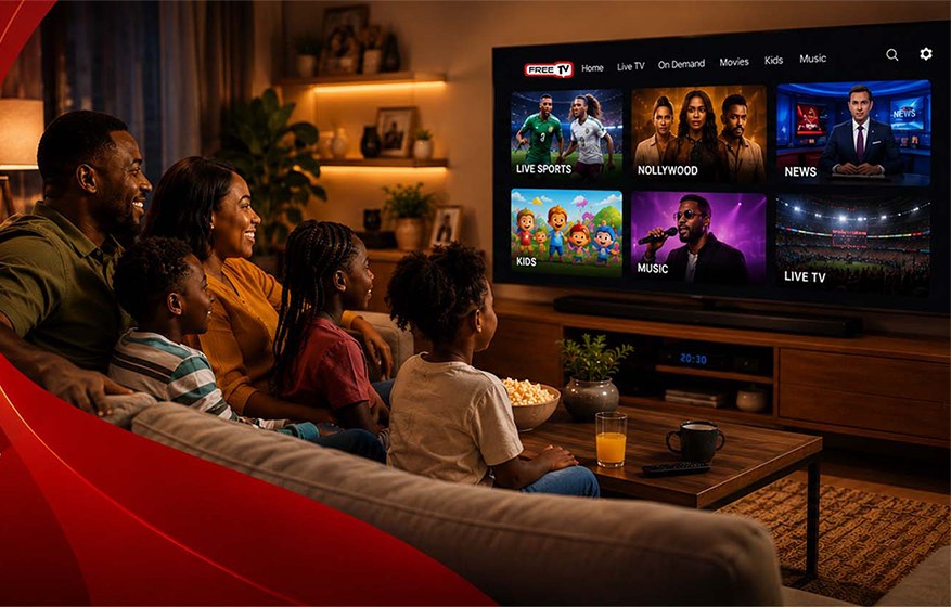 Family enjoying FreeTV channels together at home